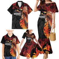 Papua New Guinea Personalised Family Matching Mermaid Dress and Hawaiian Shirt Grunge Style 49th Independence Anni LT7 - Polynesian Pride