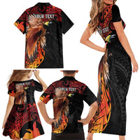 Papua New Guinea Personalised Family Matching Short Sleeve Bodycon Dress and Hawaiian Shirt Grunge Style 49th Independence Anni LT7 - Polynesian Pride