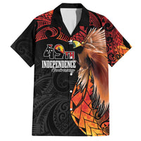 Papua New Guinea Personalised Family Matching Tank Maxi Dress and Hawaiian Shirt Grunge Style 49th Independence Anni LT7 Dad's Shirt - Short Sleeve Black Red - Polynesian Pride