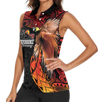 Papua New Guinea Personalised Women Sleeveless Polo Shirt Grunge Style 49th Independence Anni LT7 - Polynesian Pride