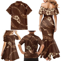 Aloha Hawaii Floral Tapa Family Matching Mermaid Dress and Hawaiian Shirt Patchwork Mocha LT7 - Polynesian Pride