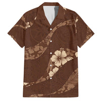 Aloha Hawaii Floral Tapa Family Matching Off The Shoulder Long Sleeve Dress and Hawaiian Shirt Patchwork Mocha LT7 Dad's Shirt - Short Sleeve Mocha - Polynesian Pride