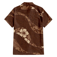Aloha Hawaii Floral Tapa Family Matching Puletasi and Hawaiian Shirt Patchwork Mocha - Polynesian Pride