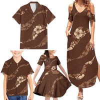 Aloha Hawaii Floral Tapa Family Matching Summer Maxi Dress and Hawaiian Shirt Patchwork Mocha LT7 - Polynesian Pride