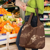 Aloha Hawaii Floral Tapa Grocery Bag Patchwork Mocha - Polynesian Pride