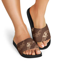 Aloha Hawaii Floral Tapa Slide Sandals Patchwork Mocha - Polynesian Pride
