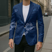 Aloha Hawaii Floral Tapa Blazer Patchwork Navy - Polynesian Pride