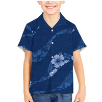 Aloha Hawaii Floral Tapa Family Matching Mermaid Dress and Hawaiian Shirt Patchwork Navy LT7 Son's Shirt Navy - Polynesian Pride