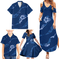 Aloha Hawaii Floral Tapa Family Matching Summer Maxi Dress and Hawaiian Shirt Patchwork Navy LT7 - Polynesian Pride