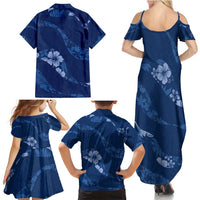 Aloha Hawaii Floral Tapa Family Matching Summer Maxi Dress and Hawaiian Shirt Patchwork Navy LT7 - Polynesian Pride