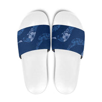 Aloha Hawaii Floral Tapa Slide Sandals Patchwork Navy - Polynesian Pride