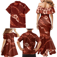 Aloha Hawaii Floral Tapa Family Matching Mermaid Dress and Hawaiian Shirt Patchwork Crimson LT7 - Polynesian Pride