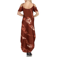 Aloha Hawaii Floral Tapa Family Matching Summer Maxi Dress and Hawaiian Shirt Patchwork Crimson LT7 - Polynesian Pride