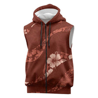 Aloha Hawaii Floral Tapa Sleeveless Zip Hoodie Patchwork Crimson LT7
