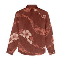 Aloha Hawaii Floral Tapa Women Casual Shirt Patchwork Crimson - Polynesian Pride