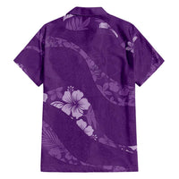 Aloha Hawaii Floral Tapa Family Matching Long Sleeve Bodycon Dress and Hawaiian Shirt Patchwork Violet LT7 - Polynesian Pride