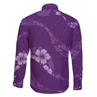 Aloha Hawaii Floral Tapa Family Matching Off Shoulder Short Dress and Hawaiian Shirt Patchwork Violet LT7 - Polynesian Pride