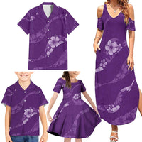 Aloha Hawaii Floral Tapa Family Matching Summer Maxi Dress and Hawaiian Shirt Patchwork Violet LT7 - Polynesian Pride