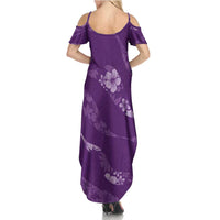 Aloha Hawaii Floral Tapa Family Matching Summer Maxi Dress and Hawaiian Shirt Patchwork Violet LT7 - Polynesian Pride