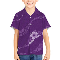 Aloha Hawaii Floral Tapa Family Matching Tank Maxi Dress and Hawaiian Shirt Patchwork Violet LT7 Son's Shirt Violet - Polynesian Pride