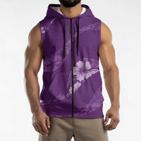 Aloha Hawaii Floral Tapa Sleeveless Zip Hoodie Patchwork Violet LT7