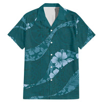 Aloha Hawaii Floral Tapa Family Matching Mermaid Dress and Hawaiian Shirt Patchwork Teal LT7 Dad's Shirt - Short Sleeve Teal - Polynesian Pride