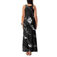 Aloha Hawaii Floral Tapa Family Matching Tank Maxi Dress and Hawaiian Shirt Patchwork Charcoal LT7 - Polynesian Pride
