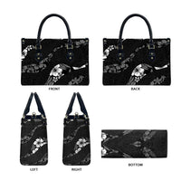 Aloha Hawaii Floral Tapa Leather Bag Patchwork Charcoal - Polynesian Pride