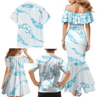 Aloha Hawaii Floral Tapa Family Matching Mermaid Dress and Hawaiian Shirt Patchwork Turquoise LT7 - Polynesian Pride