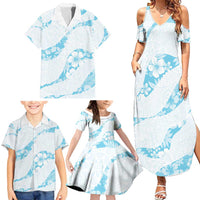Aloha Hawaii Floral Tapa Family Matching Summer Maxi Dress and Hawaiian Shirt Patchwork Turquoise LT7 - Polynesian Pride