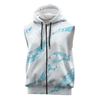 Aloha Hawaii Floral Tapa Sleeveless Zip Hoodie Patchwork Turquoise LT7