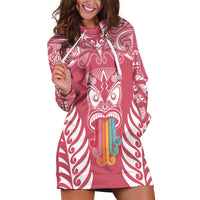Personalised Kia Kaha Te Reo Maori Hoodie Dress Hei Tiki Mix Koru - Pink LT7 Pink - Polynesian Pride