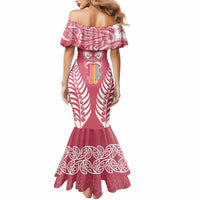 Personalised Kia Kaha Te Reo Maori Mermaid Dress Hei Tiki Mix Koru - Pink LT7 - Polynesian Pride