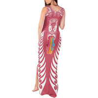 Personalised Kia Kaha Te Reo Maori Tank Maxi Dress Hei Tiki Mix Koru - Pink LT7 - Polynesian Pride