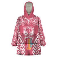 Personalised Kia Kaha Te Reo Maori Wearable Blanket Hoodie Hei Tiki Mix Koru - Pink LT7 One Size Pink - Polynesian Pride