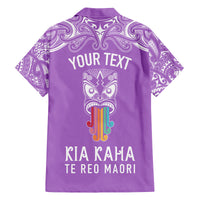Personalised Kia Kaha Te Reo Maori Family Matching Tank Maxi Dress and Hawaiian Shirt Hei Tiki Mix Koru - Purple LT7 - Polynesian Pride