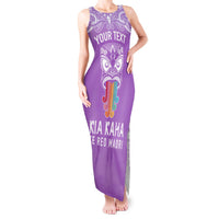 Personalised Kia Kaha Te Reo Maori Tank Maxi Dress Hei Tiki Mix Koru - Purple LT7 Women Purple - Polynesian Pride