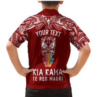 Personalised Kia Kaha Te Reo Maori Family Matching Mermaid Dress and Hawaiian Shirt Hei Tiki Mix Koru - Red LT7 - Polynesian Pride