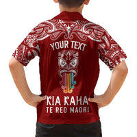 Personalised Kia Kaha Te Reo Maori Family Matching Short Sleeve Bodycon Dress and Hawaiian Shirt Hei Tiki Mix Koru - Red LT7 - Polynesian Pride