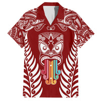 Personalised Kia Kaha Te Reo Maori Family Matching Short Sleeve Bodycon Dress and Hawaiian Shirt Hei Tiki Mix Koru - Red LT7 Dad's Shirt - Short Sleeve Red - Polynesian Pride