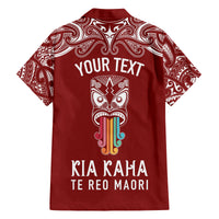 Personalised Kia Kaha Te Reo Maori Family Matching Tank Maxi Dress and Hawaiian Shirt Hei Tiki Mix Koru - Red LT7 - Polynesian Pride