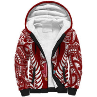 Personalised Kia Kaha Te Reo Maori Sherpa Hoodie Hei Tiki Mix Koru - Red LT7 Unisex Red - Polynesian Pride