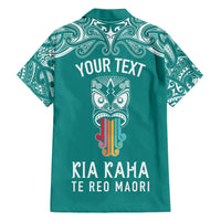 Personalised Kia Kaha Te Reo Maori Family Matching Short Sleeve Bodycon Dress and Hawaiian Shirt Hei Tiki Mix Koru - Teal LT7 - Polynesian Pride