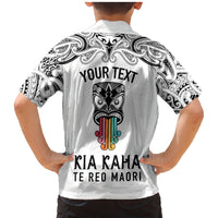 Personalised Kia Kaha Te Reo Maori Family Matching Mermaid Dress and Hawaiian Shirt Hei Tiki Mix Koru - White LT7 - Polynesian Pride