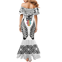 Personalised Kia Kaha Te Reo Maori Family Matching Mermaid Dress and Hawaiian Shirt Hei Tiki Mix Koru - White LT7 - Polynesian Pride