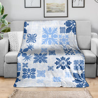 Vintage Hawaii Blanket Hawaiian Quilt Kapa Mismatch Blue LT7 - Polynesian Pride