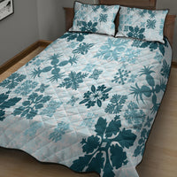 Vintage Hawaii Quilt Bed Set Hawaiian Quilt Kapa Mismatch Teal LT7 - Polynesian Pride