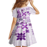Vintage Hawaii Kid Short Sleeve Dress Hawaiian Quilt Kapa Mismatch Purple LT7 - Polynesian Pride