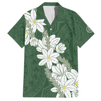 Ia Orana Tahiti Tiare Family Matching Puletasi and Hawaiian Shirt Sage Green Lei LT7 Dad's Shirt - Short Sleeve Sage Green - Polynesian Pride