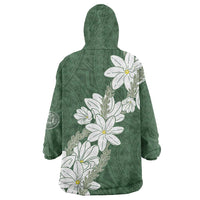 Ia Orana Tahiti Tiare Wearable Blanket Hoodie Sage Green Lei LT7 - Polynesian Pride